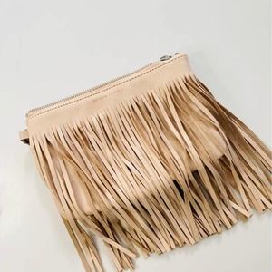 Banana Republic Pink/Beige Leather Fringe Clutch - moving sale!